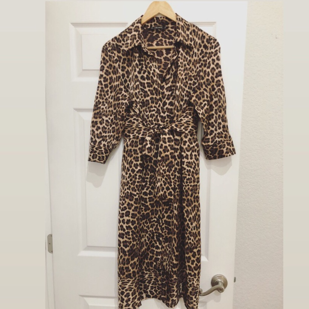 Zara Cheetah Dress Midi New